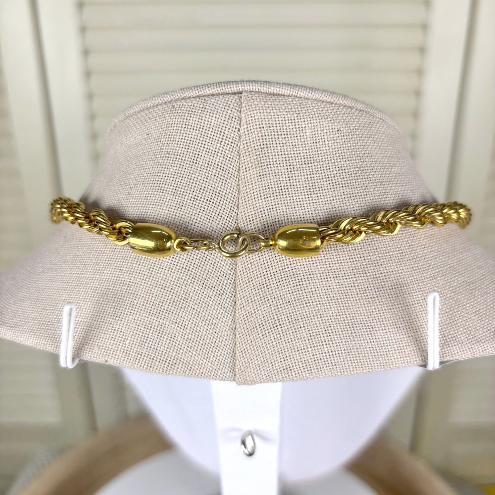 Classic Vintage Gold Tone Necklace 1980s Thick Twisted Rope Chain 18 Inch - Picture 5 of 5